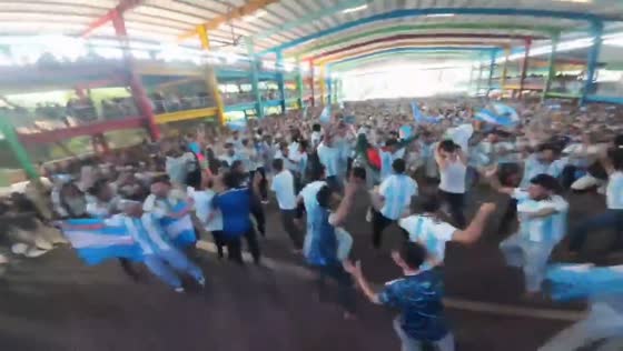 Thousands of Bangladesh students erupt as Messi scores for Argentina in Birulia, Bangladesh