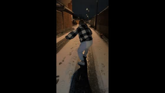 Woman slides on ice after being pushed in Wiers, Belgium 