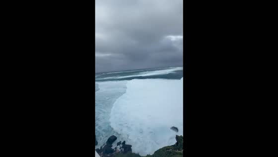 Powerful Typhoon Champi generates massive waves in Miyakojima Island, Okinawa, Japan