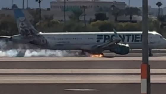 Plane fire during emergency landing at Harry Reid International Airport