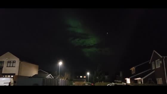 Aurora borealis lights up suburban sky in Greasby, England, UK