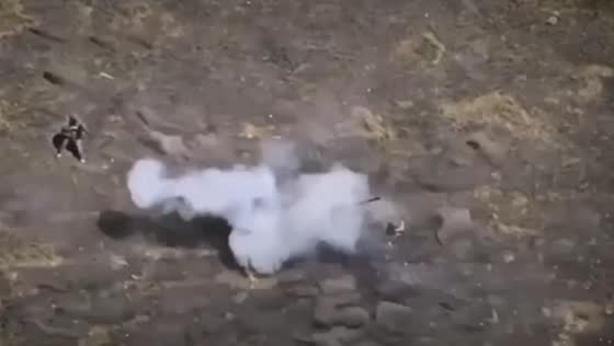 Russian soldier shoots down Ukrainian drone by throwing machine gun at it
