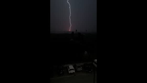 Powerful lightning strike illuminates sky during severe storm in Valencia, Spain