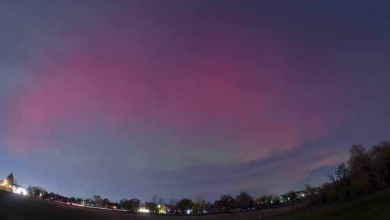 Stunning pink auroras light up the sky in Holladay, Utah, USA