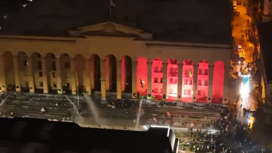  Protesters launch fireworks at Georgian parliament in Tbilisi, Georgia
