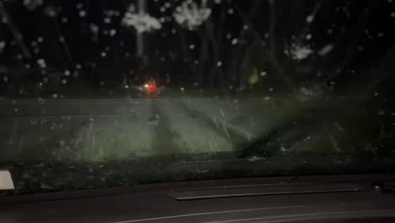 Hailstorm batters roadways in Brockport, New York, USA